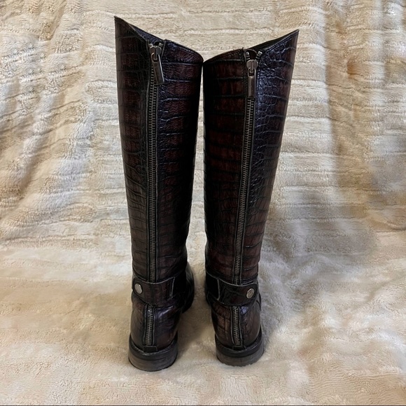 Ma & Lo Croc Embossed Tall Boots - Picture 4 of 14